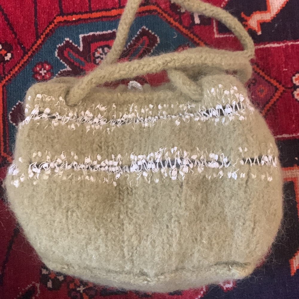 Handmade sage green wool shoulder bag. NWOT - Picture 7 of 7